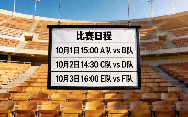 球场看台与赛程看板，比赛日程信息展示场景